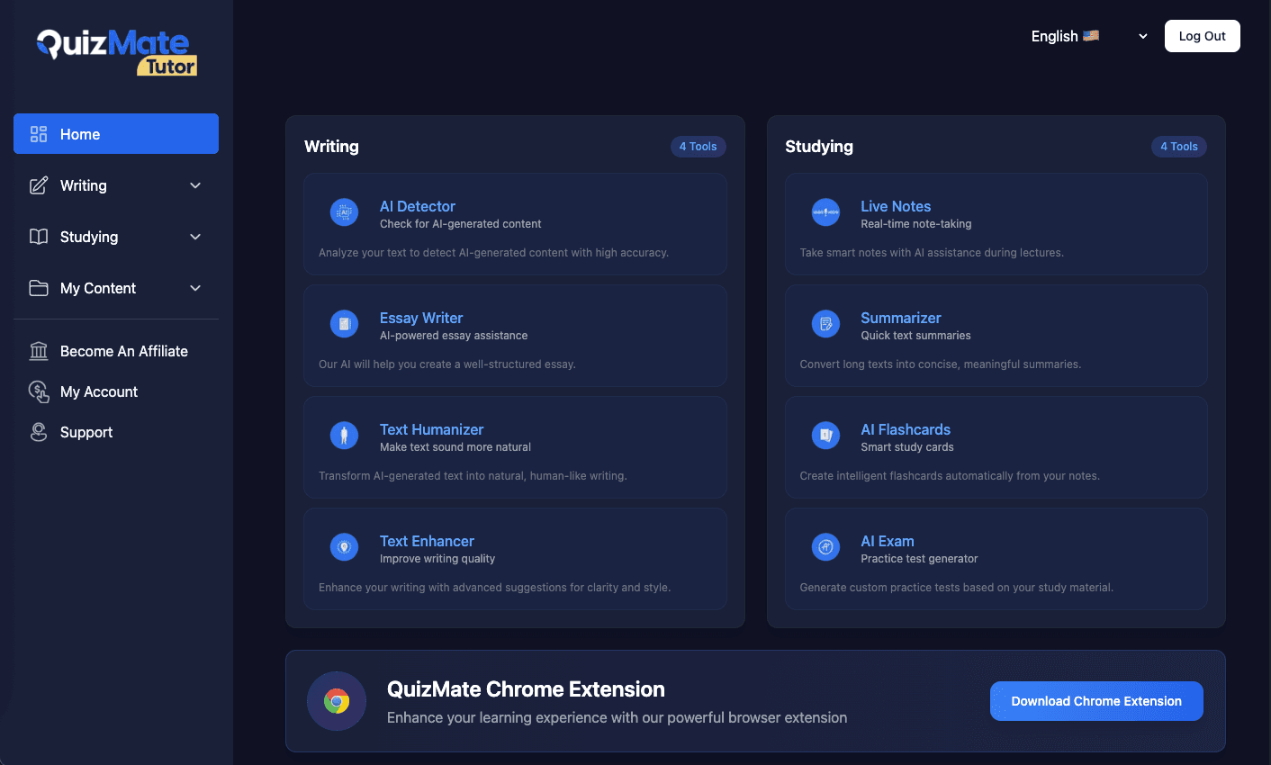 QuizMate Dashboard Interface